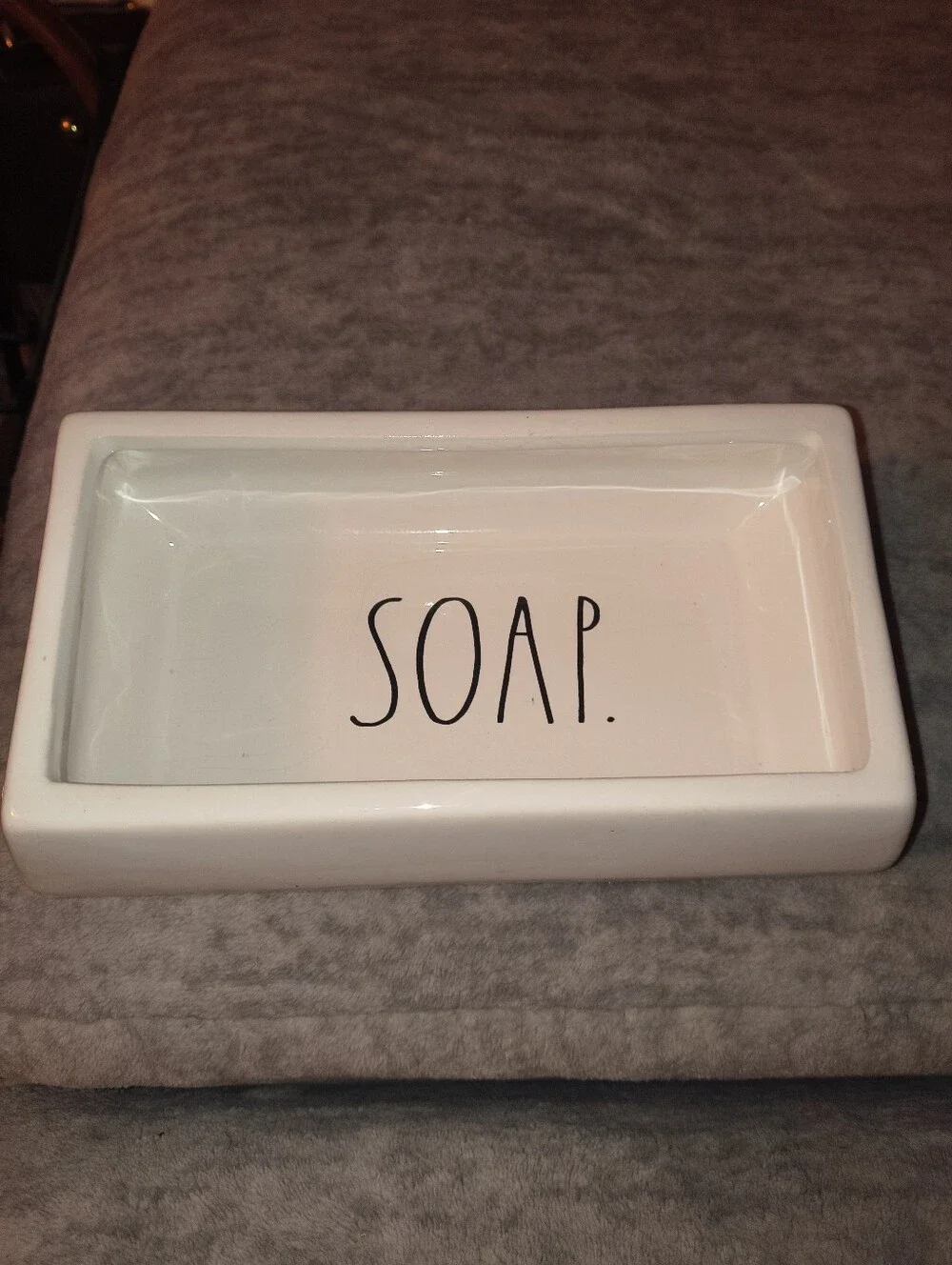 Rae Dunn White Ceramic Soap Dish Tray - Modern Bathroom Accessory